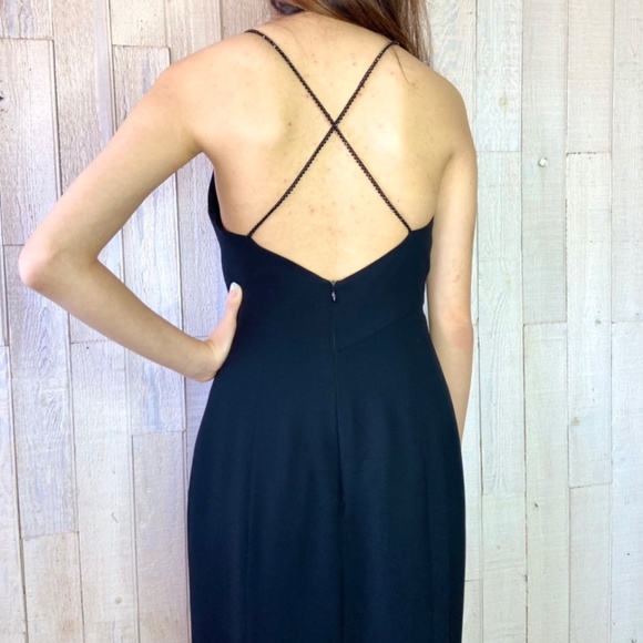 Vintage Tahari Black Maxi Evening Crossback Dress - Picture 3 of 4